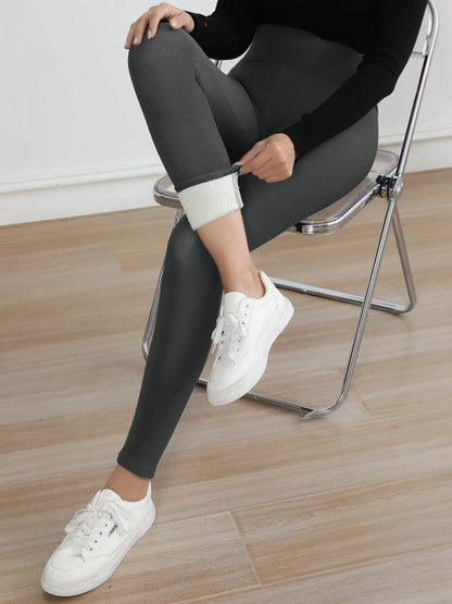Leggings chauds en polaire pour femmes, collants épais en velours, taille haute, élastiques, Slim, couleur unie, pour prévenir le froid, automne et hiver