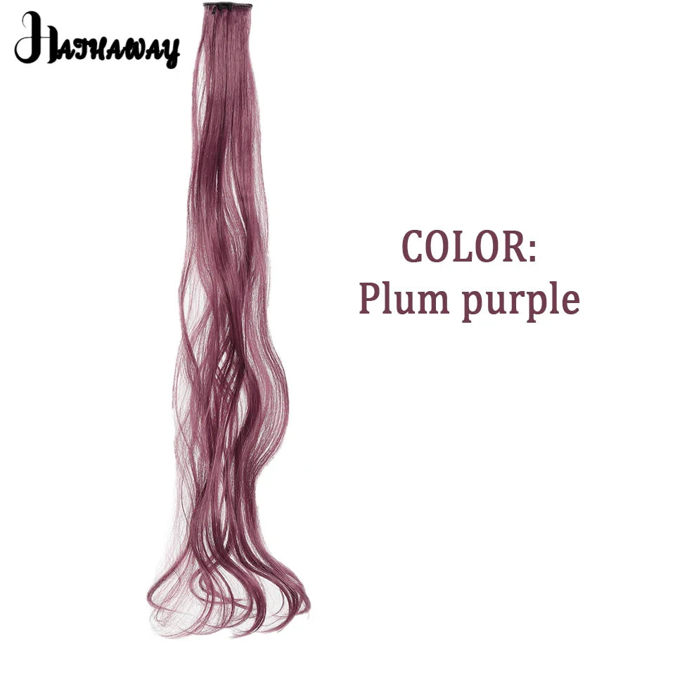 Extensions de cheveux bouclés de 22 pouces, postiche de couleur, mèche de cheveux arc-en-ciel à clipser, mèche de cheveux synthétiques bleus à clipser