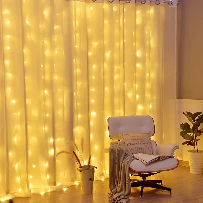 USB Curtain String Lights 8 Lighting Modes LED Light for Outdoor Garden Wedding Christmas New Year Home Decoration