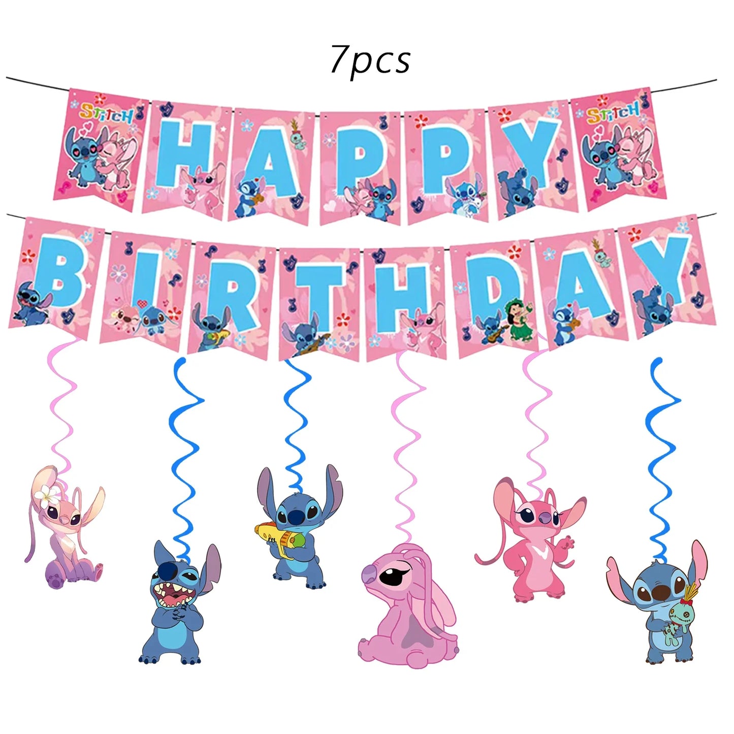 Stitch Party Supplies, Birthday Banner,  Hanging Swirls For Stitch Party Decorations，Stitch birthday party decorations