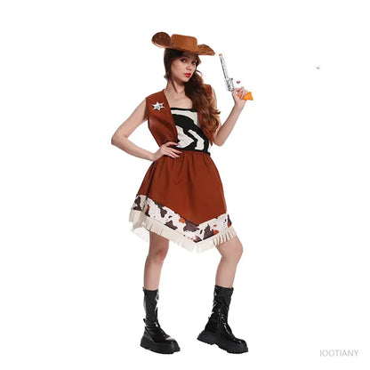 Robes de cowboy pour femmes, costumes de cowgirl de l'Ouest, déguisements adultes, tenues de fête de carnaval, de mascarade et de cosplay