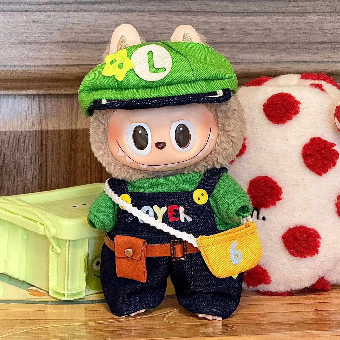 Cute Cowboy Clothes for Labubu Fashion Overalls Set Clothing Hats for Labubu V1 V2 V3 Cartoon Clothes Outfit Dolls Accessories