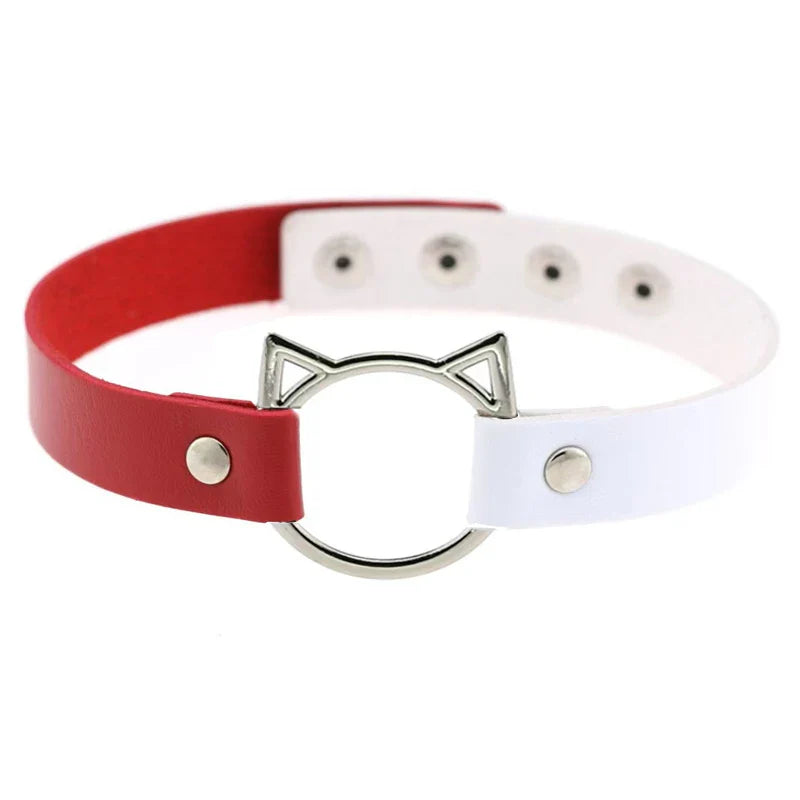 Collier gothique d'Halloween en cuir PU avec tête de chat, collier doux Y2k, cadeau de mode pour femme, cadeau de Noël pour la Saint-Valentin