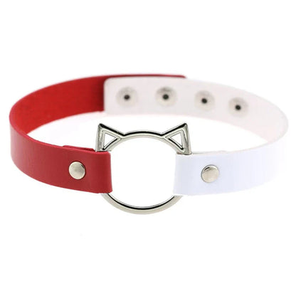 Collier gothique d'Halloween en cuir PU avec tête de chat, collier doux Y2k, cadeau de mode pour femme, cadeau de Noël pour la Saint-Valentin
