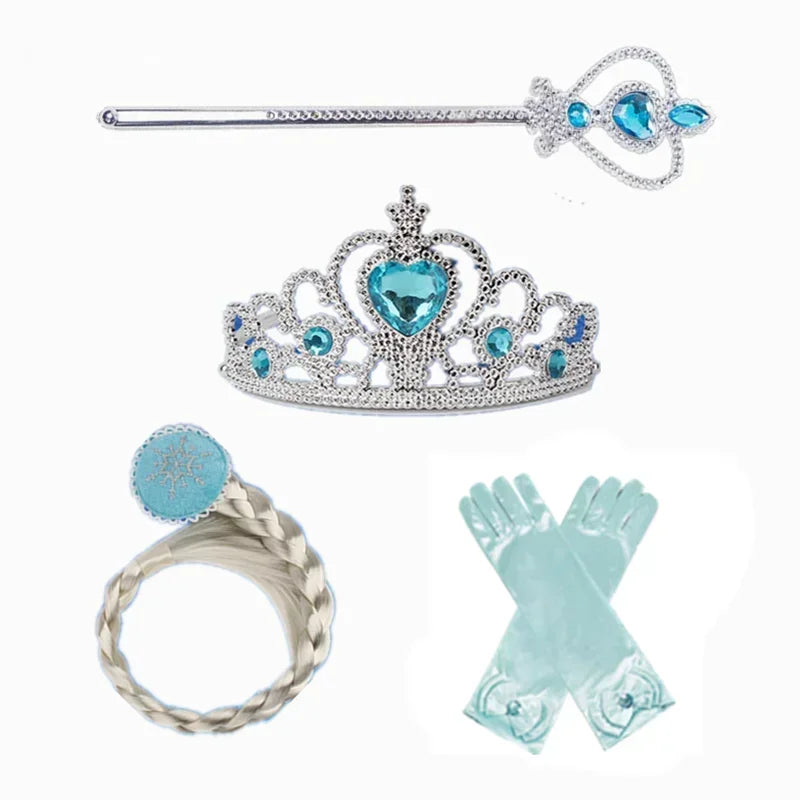 Robe Elsa pour filles de 3 à 10 ans, robe de princesse Elsa pour anniversaire, carnaval, Pâques, Halloween, fête, cosplay, costume pour filles