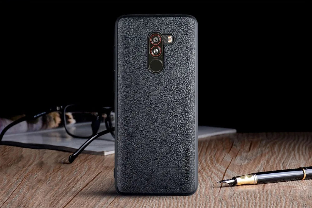 Case for Xiaomi Pocophone F1 funda luxury Vintage Leather skin coque with TPU soft hard cover for xiaomi pocophone f1 case capa