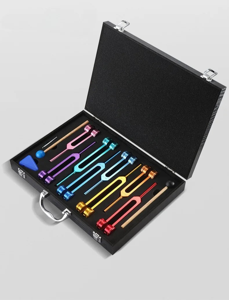 Ensembles de diapasons Chakras colorés, diapason de guérison, fourchettes de méditation en alliage d'aluminium, Instruments de Percussion portables