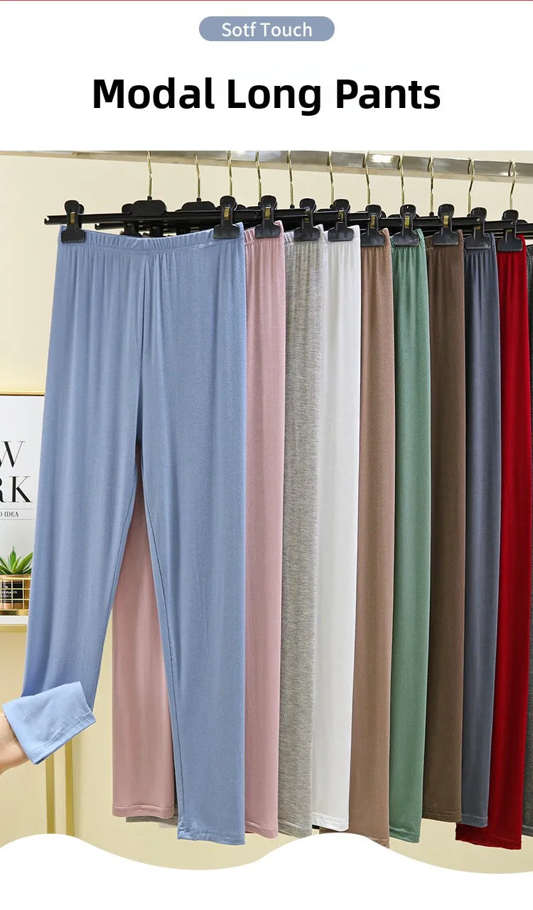 Leggings ajustés taille haute en modal, fins et élastiques, pour le printemps et l'automne, sous-vêtements, vêtements d'intérieur, pantalons longs grande taille
