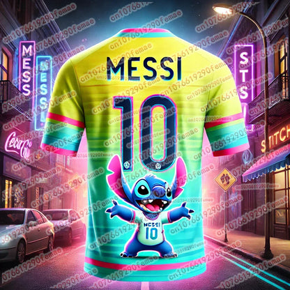 T-shirt Stitch et Messi – Maillot d'été confortable, mignon et élégant pour enfants et adultes, garçons et filles