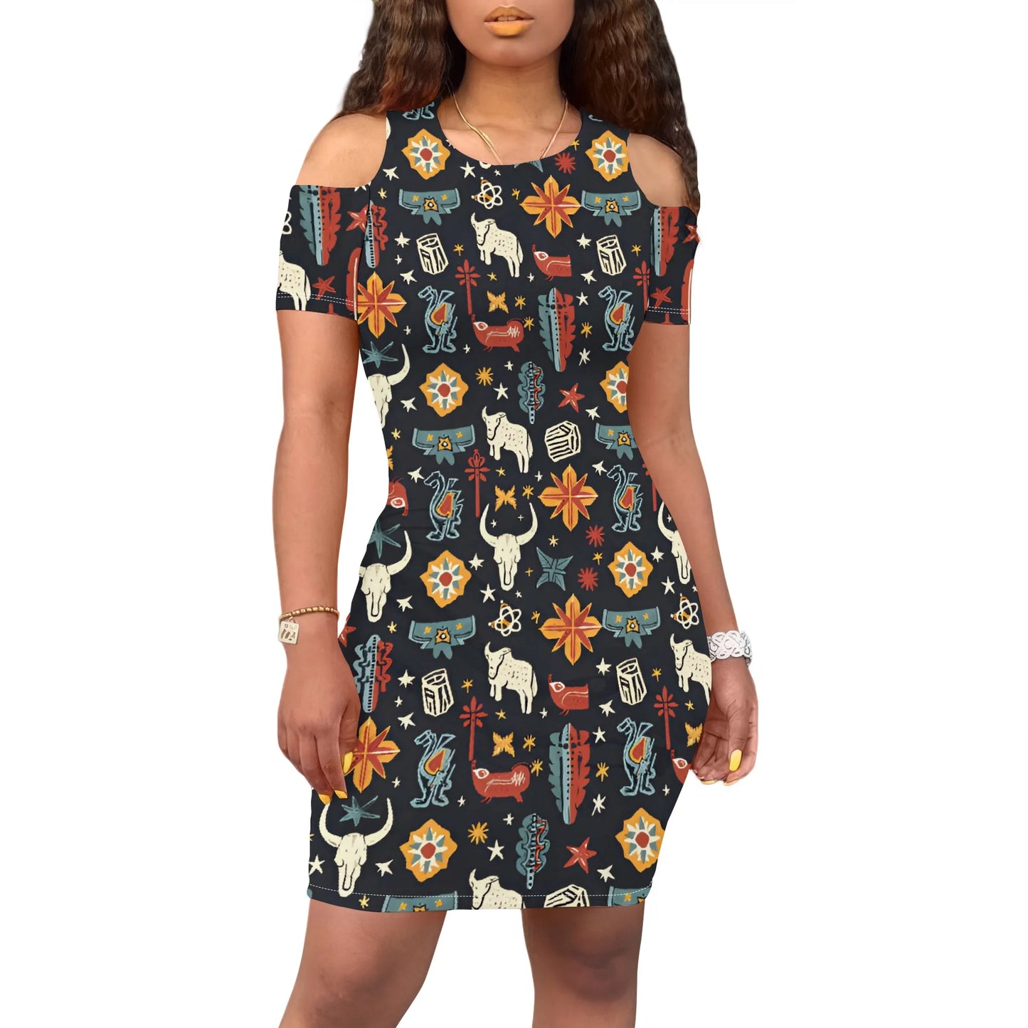 Robe Cowgirl occidentale à épaules dénudées S-3XL Imprimé rodéo rétro pour festival country, fête du 4 juillet ou look thème sud-ouest