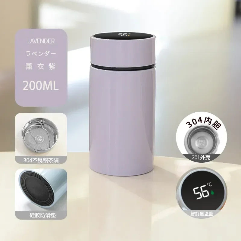Bouteille d'eau thermos intelligente 200ML avec affichage de température, bouteille isotherme en acier inoxydable avec filtre, tasse à thé