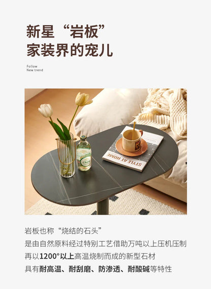 Nordic Wooden Lift Rotating Table, Bedside Table, Solid Rolling Computer Table, Carbon Steel Legs, Tea Table
