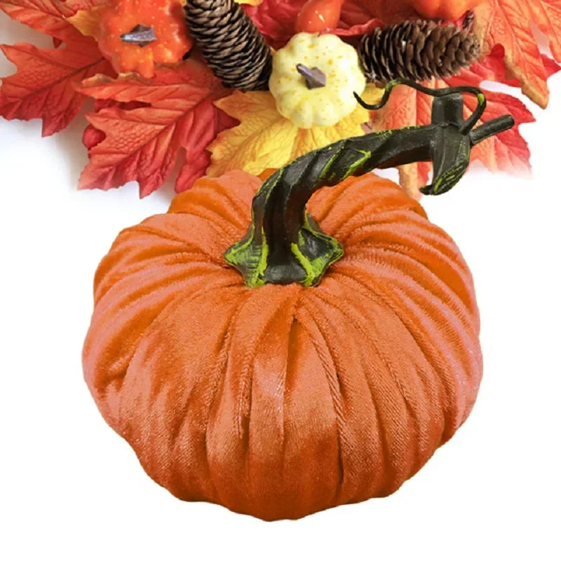 New Fake Velvet Pumpkin Halloween Decoration Pumpkins Small Foam Pumpkins Autumn Table Decor Thanksgiving Photography Props