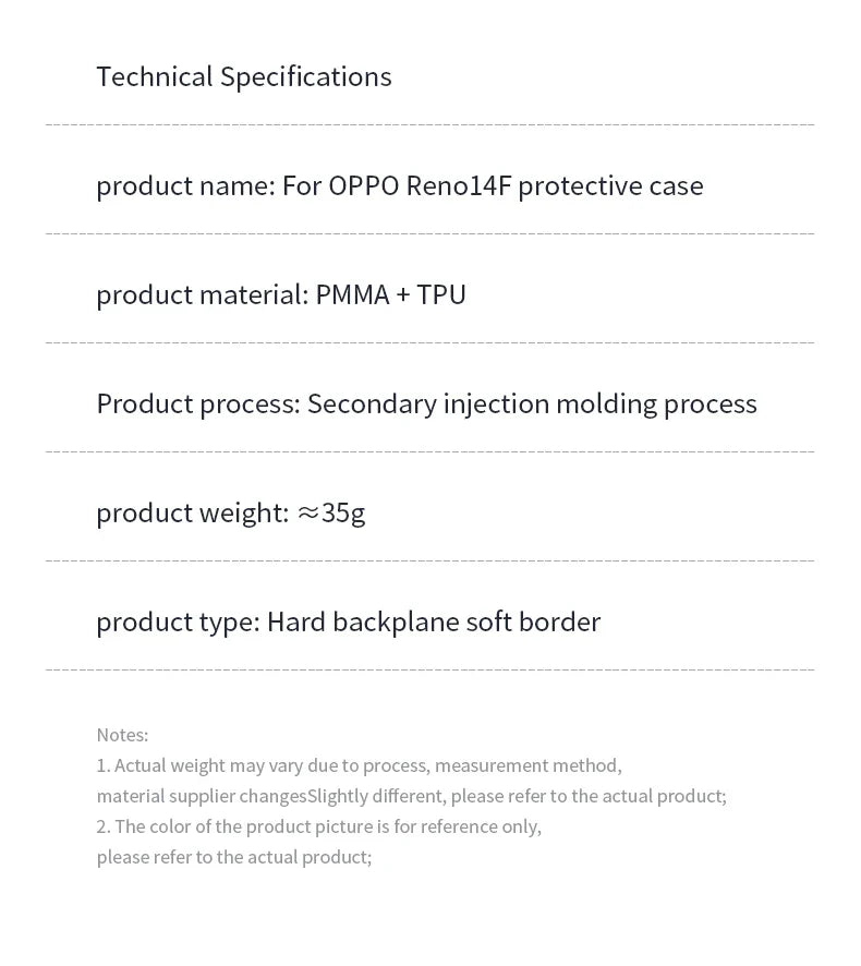 For OPPO Reno14 F Case Reno 14 F Cover Fundas Coque Hard Translucent Soft Frame Shockproof Clear Back Case OPPO Reno 14F