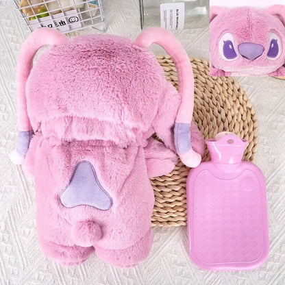 Stitch Cartoon Hot Water Doll Bottle Kawaii Plush Thicken Anti-Thick PVC Hand Warmer Bag Life Daily Winter Warmth Birthday Gift