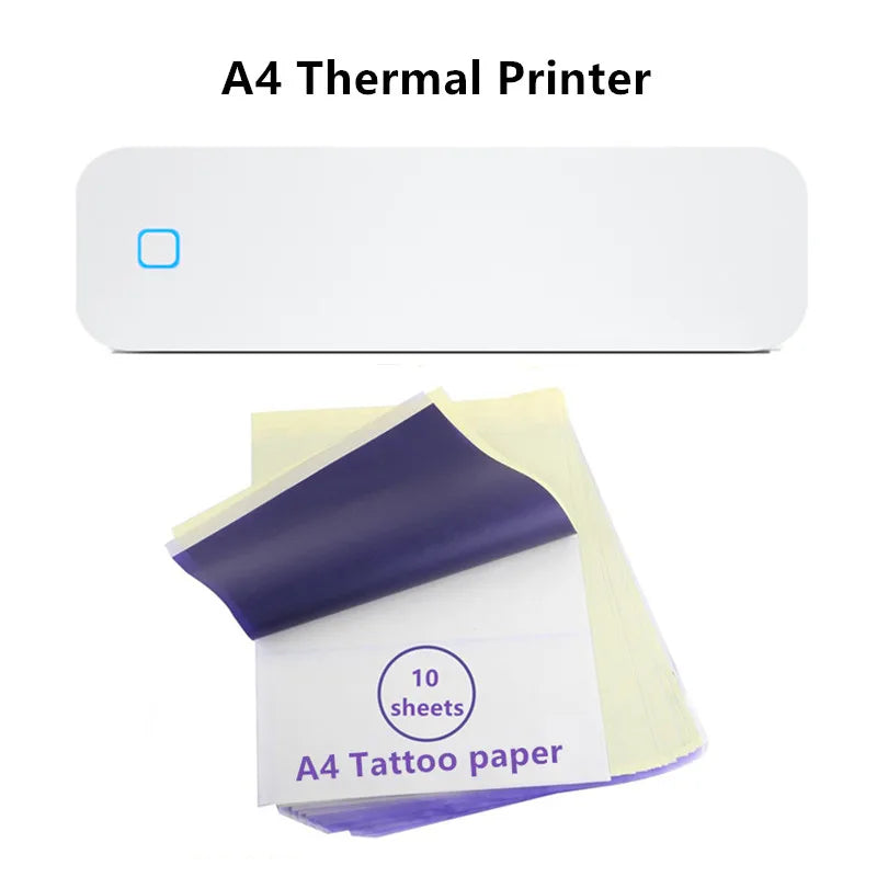 Portable A4 thermal printer Inkless Bluetooth Tattoo Stencil Printer Compatible with iOS Android&Laptop for Office Car Home