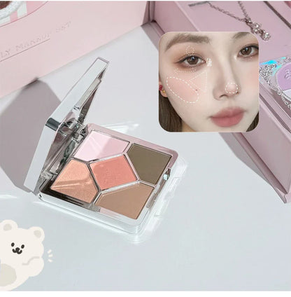 ART VALUE Coffrets de maquillage 7 pièces comprenant 3 couleurs de rouge à lèvres mat, 1 poudre pressée, 1 fard à joues, 1 palette de fards à paupières, 1 collier, coffrets de maquillage beauté