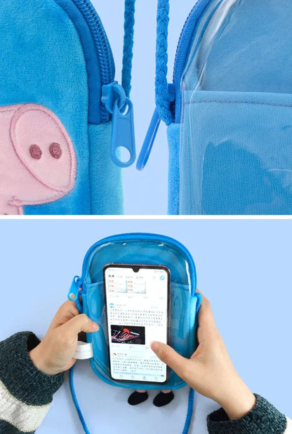 Peppa Pig Crossbody Bag Stereoscopic Doll Backpack Anime Knapsack Plush Coin Purse Toys George Round Pocketbook Children's Gifts