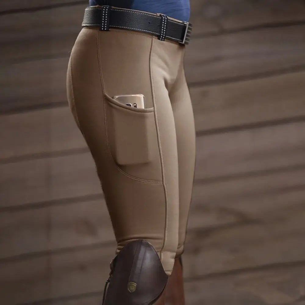 Clothes Anti-pilling Equestrian Pants Slim Elastic Horse Racing Trousers Skinny with Phone Pocket Equestrian Breeches Camping
