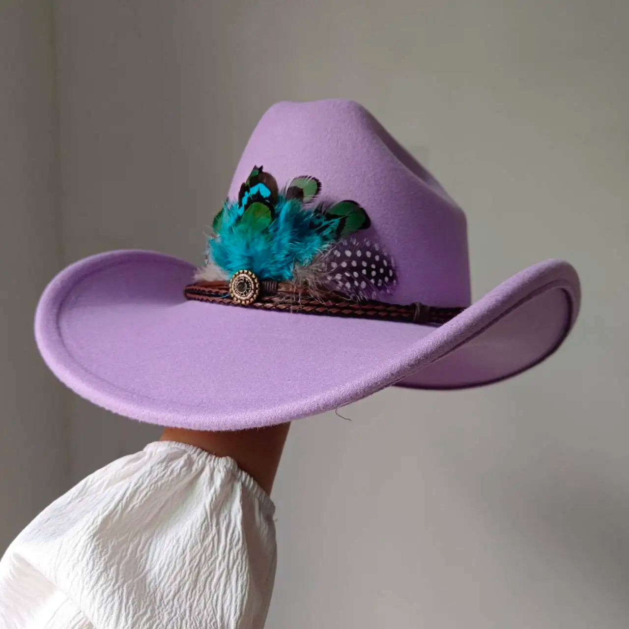 Chapeau de cowboy occidental à large bord pour homme, casquettes d'église Everche, Fascinateur vintage, chapeau de cowgirl jazz, zones bre, nouveau, 9cm