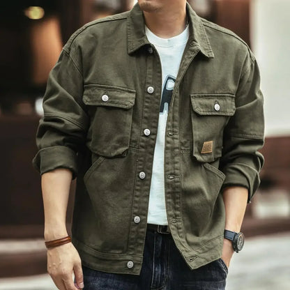 Manteau de cowboy pour hommes bouton automne lâche nouveau blouson en jean homme taille L mode rétro japonaise cow-girl vêtements élastiques à bas prix