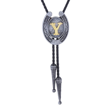 RechicGu-26 lettres Bolo pour homme, style western, cow-boy, cow-girl, cravate en cuir, collier rodéo, bijoux cadeaux, Dropshipping
