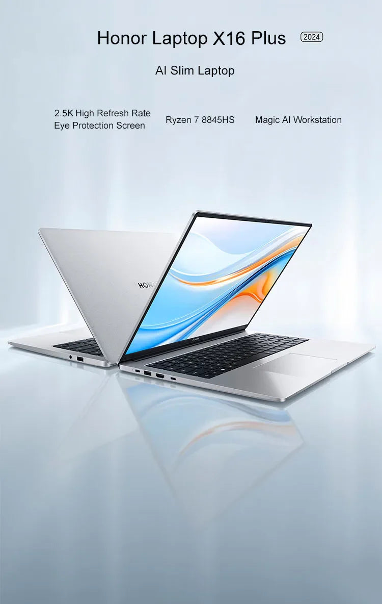 Honor Laptop X16 Plus 16-inch 2024 Riptide R7 8845HS 16GB/32GB RAM 512GB/1TB/2TB SSD 2.5K 120Hz Thin & Light Laptop
