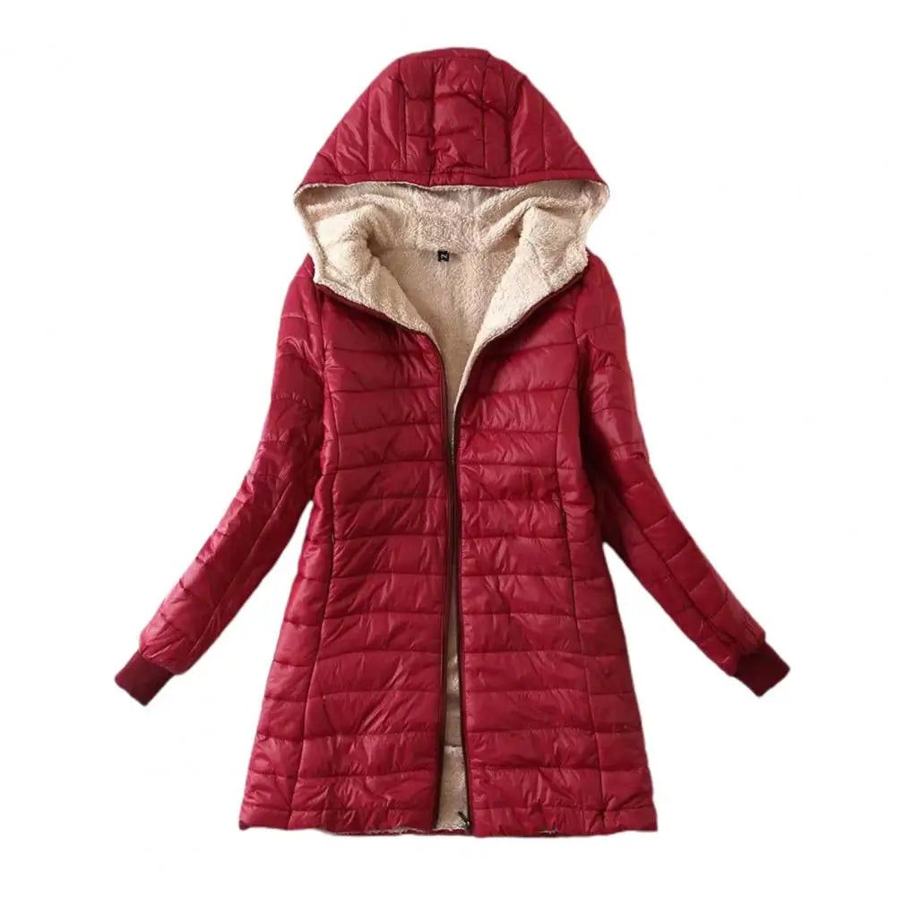 Soft Hooded Coat Long Sleeves Winter Jacket Plush Lining Warm Autumn Jackets Winter Cardigan Coat  Windproof