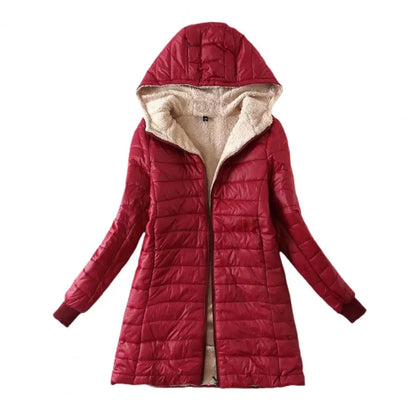 Soft Hooded Coat Long Sleeves Winter Jacket Plush Lining Warm Autumn Jackets Winter Cardigan Coat  Windproof