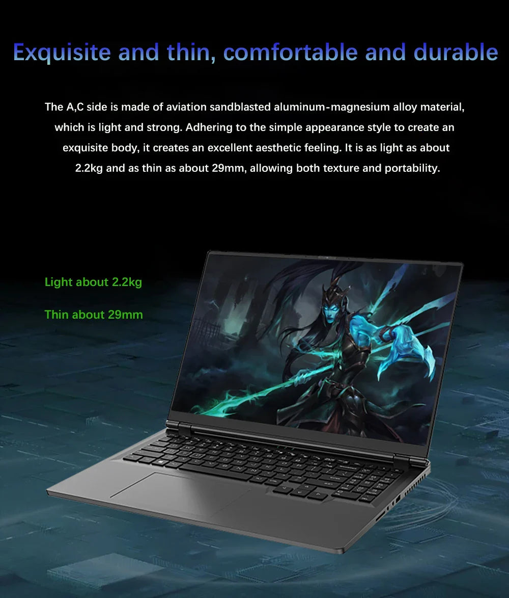 New 12th Gaming Laptop 16.1 Inch Intel i9-12900H NVIDIA RTX 3060 6G Windows11 2.5K IPS Screen 144Hz RGB Keyboard WIFI 6 BT5.2