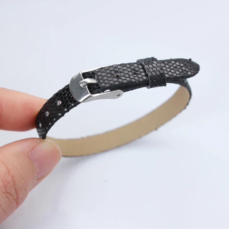 Bracelet à paillettes scintillantes, 8mm de largeur, 21cm de longueur, breloques coulissantes, lettres de l'alphabet, bijoux à bricoler soi-même, cadeau pour femmes et enfants