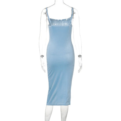Hugcitar Robe Longue Maxi Fendue Sexy en Velours avec Col Drapé Sans Manches, Nouvelle Mode 2025, Robe de Soirée Élégante pour Femme, Streetwear Y2K