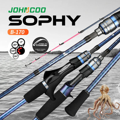 Johncoo canne à pointe en titane pour poulpe pour coulée canne à pêche 1.7m canne à pêche anneau en spirale canne à gabarits canne de bateau puissante