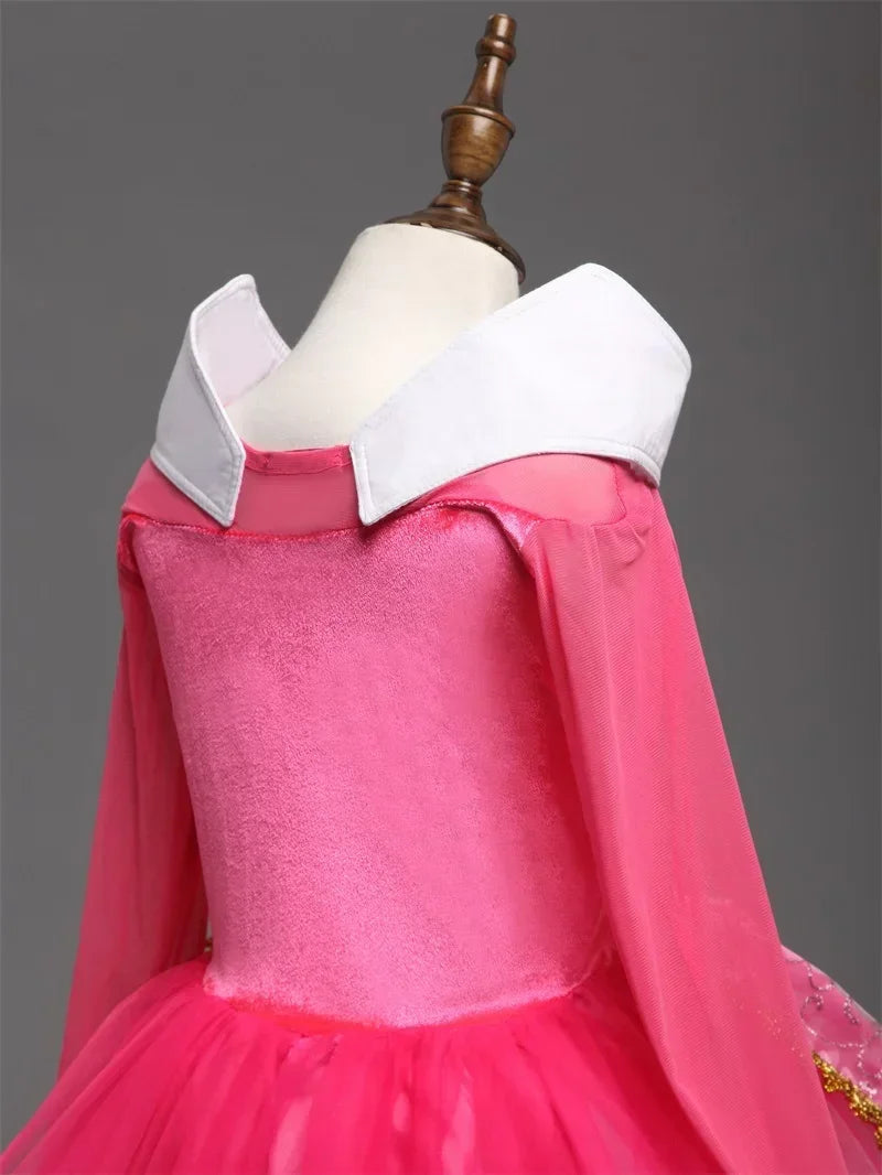 Fantasy Girls Sleeping Beauty Aurora Cosplay Princess Dress Kids Halloween Carnival Birthday Costume Party Clothing 3-10Years