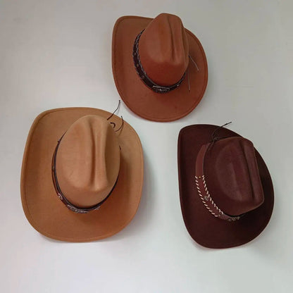 Chapeau de cowboy occidental à large bord pour homme, casquettes d'église Everche, Fascinateur vintage, chapeau de cowgirl jazz, zones bre, nouveau, 9cm