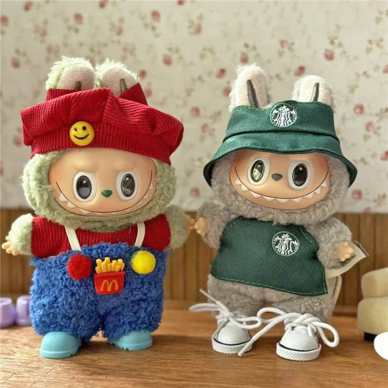Tenue de travail Vêtements pour poupée Labubu Mode Café Fast-food Frites Hamburgers Tenue Vêtements Accessoires Cosplay