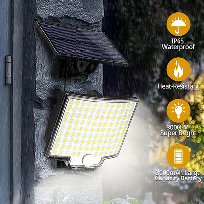 Lumières d'inondation solaires extérieures 106/318 LED lumières de mouvement solaires lumières de sécurité solaires à distance appliques murales étanche 3 Modes jardin