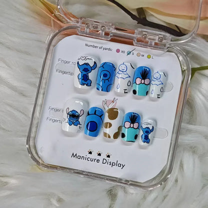 Stitchou Fake Nails Cute Stitchou Press on Nails Easy To Wear Manicure Kids & Adults Fun Colorful Perfect for Daily & Party Looks