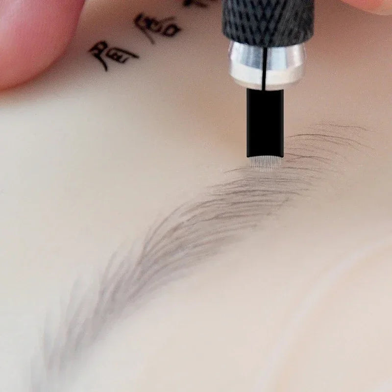 100 Pcs Lames Microblading 18U 0.18mm Maquillage Semi-Permanent Nano Tebori Aiguilles pour Stylo de Broderie Manuel Sourcils Lèvres