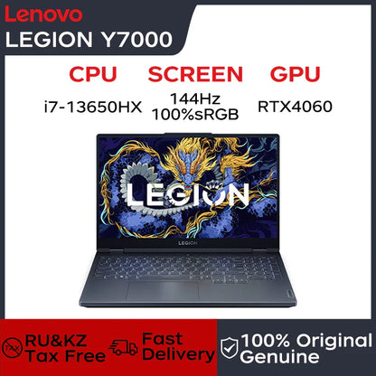Ordinateur portable de jeu Lenovo Legion Y7000 15,6" 144Hz Intel Core i7-13650HX 24/32 Go de RAM DDR5 512 Go/1 To/2 To SSD RTX4060