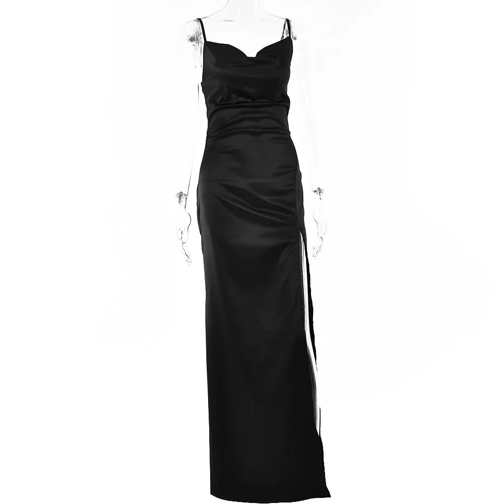 Sexy Backless High Slit Long Dress Camisole Socialite Style Evening Gown for Women New Arrivals