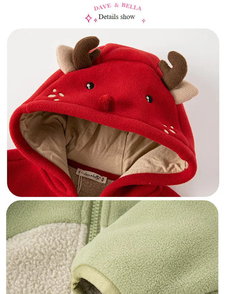 Dave Bella Cute Animal Shape Children Hoodie Cartoon Boys Girls Coat Autumn Warm Hooded Outerwear Toddler Girl Clothes DBX14462