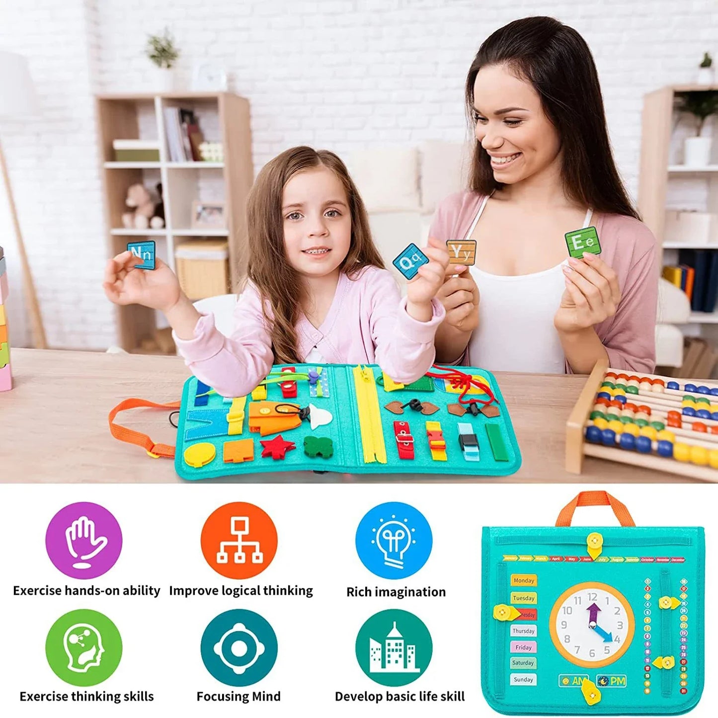 Montessori Toys Busy Board Sensory Activity Developing Board for Motor Skills,Learning Board for Toddlers  Christmas Gift