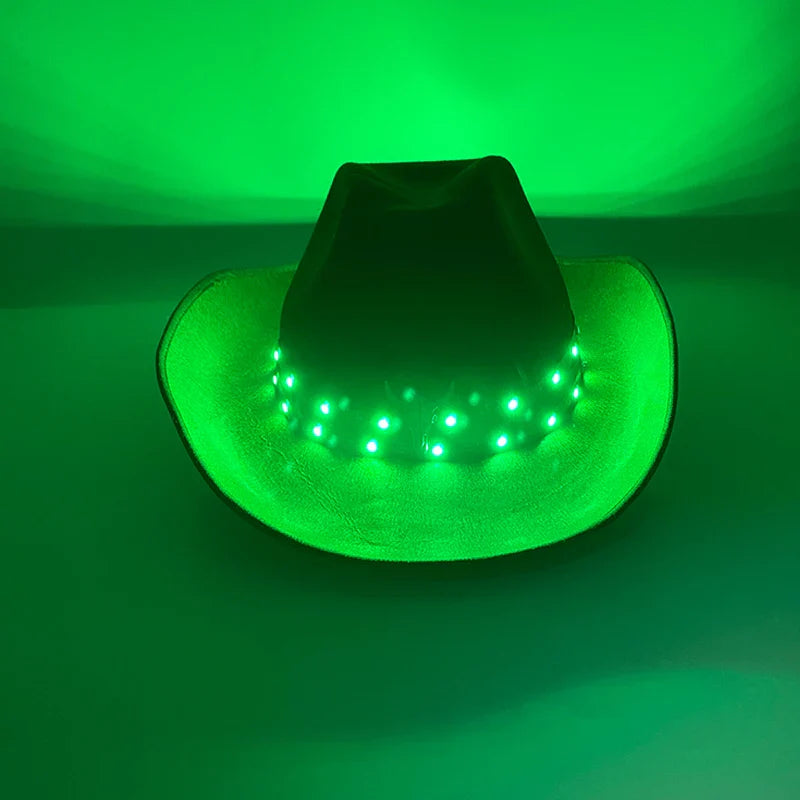 Chapeau de cowboy LED télécommandé pour femmes et hommes, chapeaux de cow-girl occidentaux, robe de l'ouest, vêtements de sauna scintillants pour Halloween, casquette unisexe, mode
