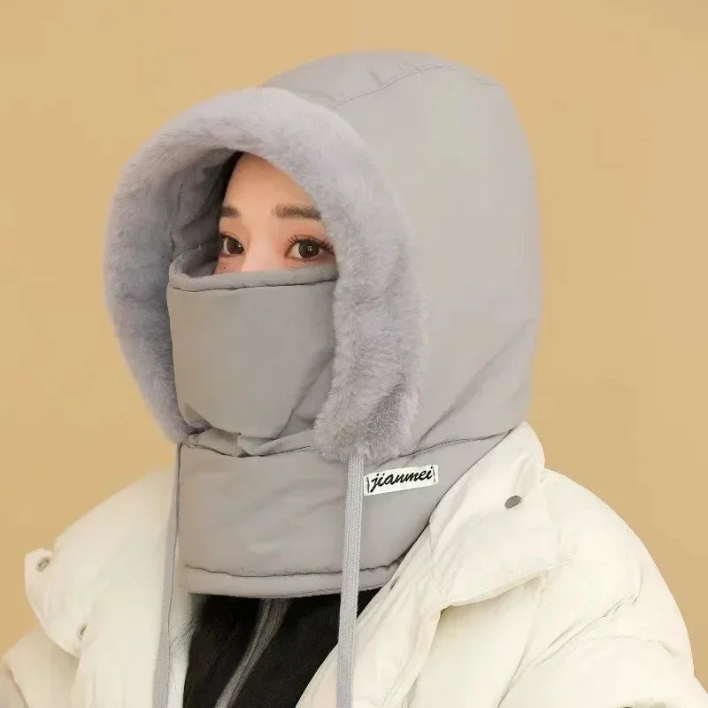 Cagoule thermique pour temps froid, écharpe d'hiver, capuche coupe-vent, chapeau en peluche, chauffe-cou, masque facial de Ski pour les activités de plein air