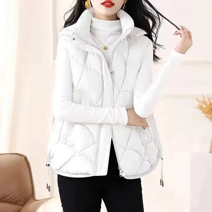 Doudoune Sans Manches en Coton Femme Automne Et Hiver 2025 Nouvelle Mode Vêtement d'Extérieur Doux Mince Gilet Manteau Femme Contraste de Couleurs