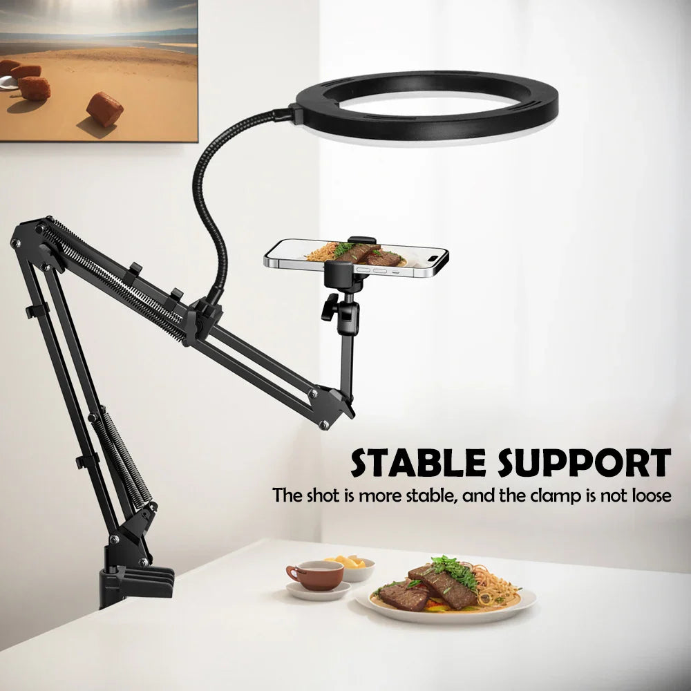LED Phone live streaming Fill Light with Flexible Robotic Arm Phone Holder Fixed Shooting Recording Live Streaming Selfie Stick