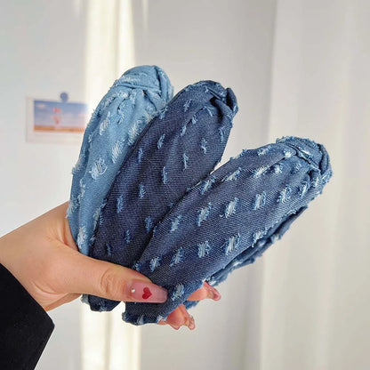 Denim tissu Cowboy bandeau Style coréen coiffure Denim noué bandeau chapeaux cheveux accessoires Cowboy bandes de cheveux