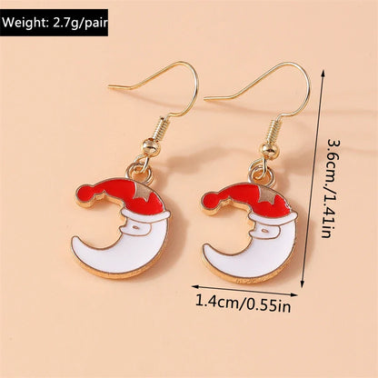 Fashion Merry Christmas Tree Deer Snowflake Santa Claus Drop Earrings for Women Girls New Year Party Festival Jewelry Gifts