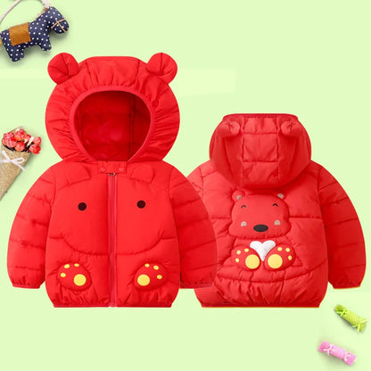 1-6T Hiver Bébé Filles Garçons Vêtements Manteaux Duvet Coton Dessin Animé Capuche Vestes Enfants Combinaison de Ski Salopette Costume de Tout-Petit